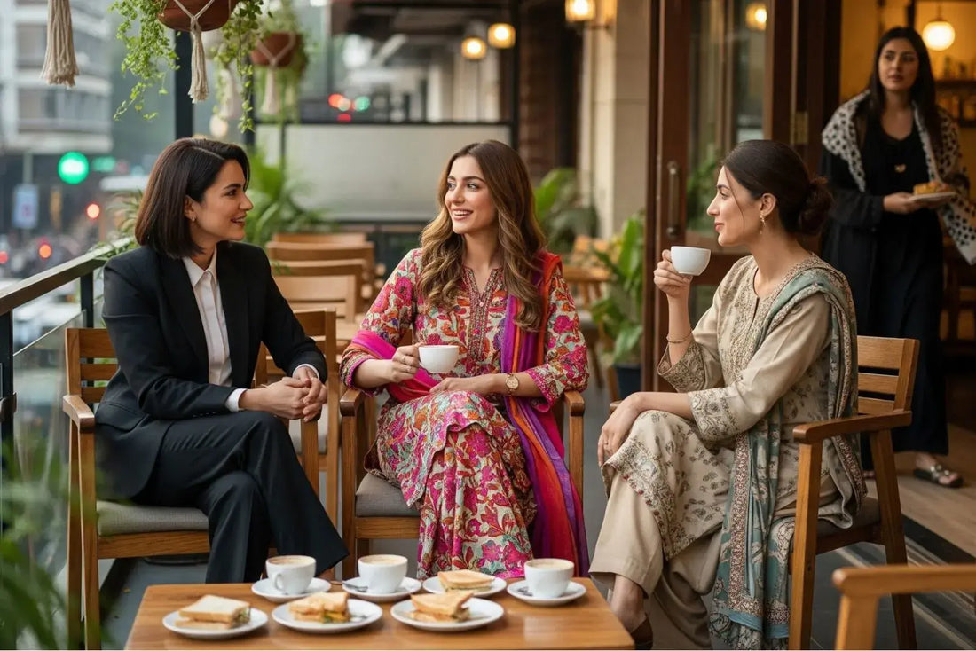 3 women wearing woolen suit