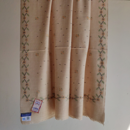 Handwoven Angora+Wool Shawl Fawn