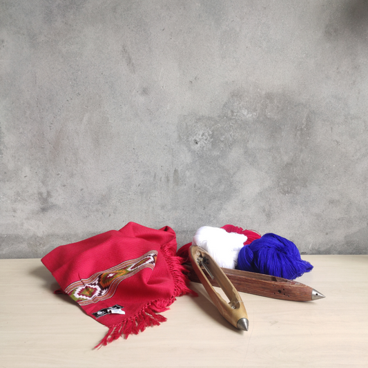 Women's Hand Woven Polywool Kullu Stole (Red)- Kullu pattern