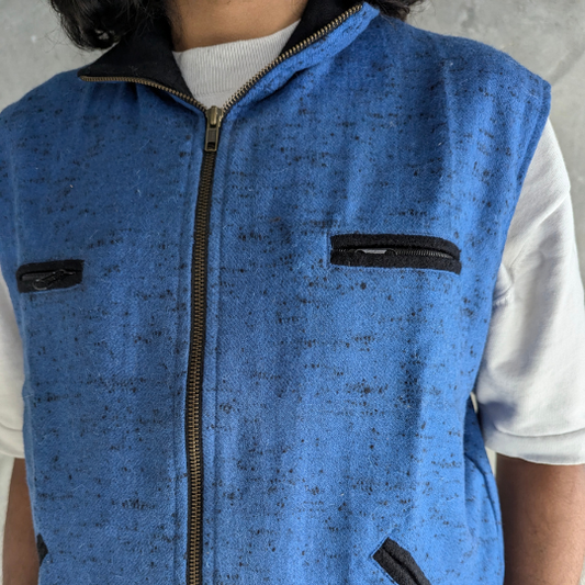 Mens half jacket with Zipper - Blue