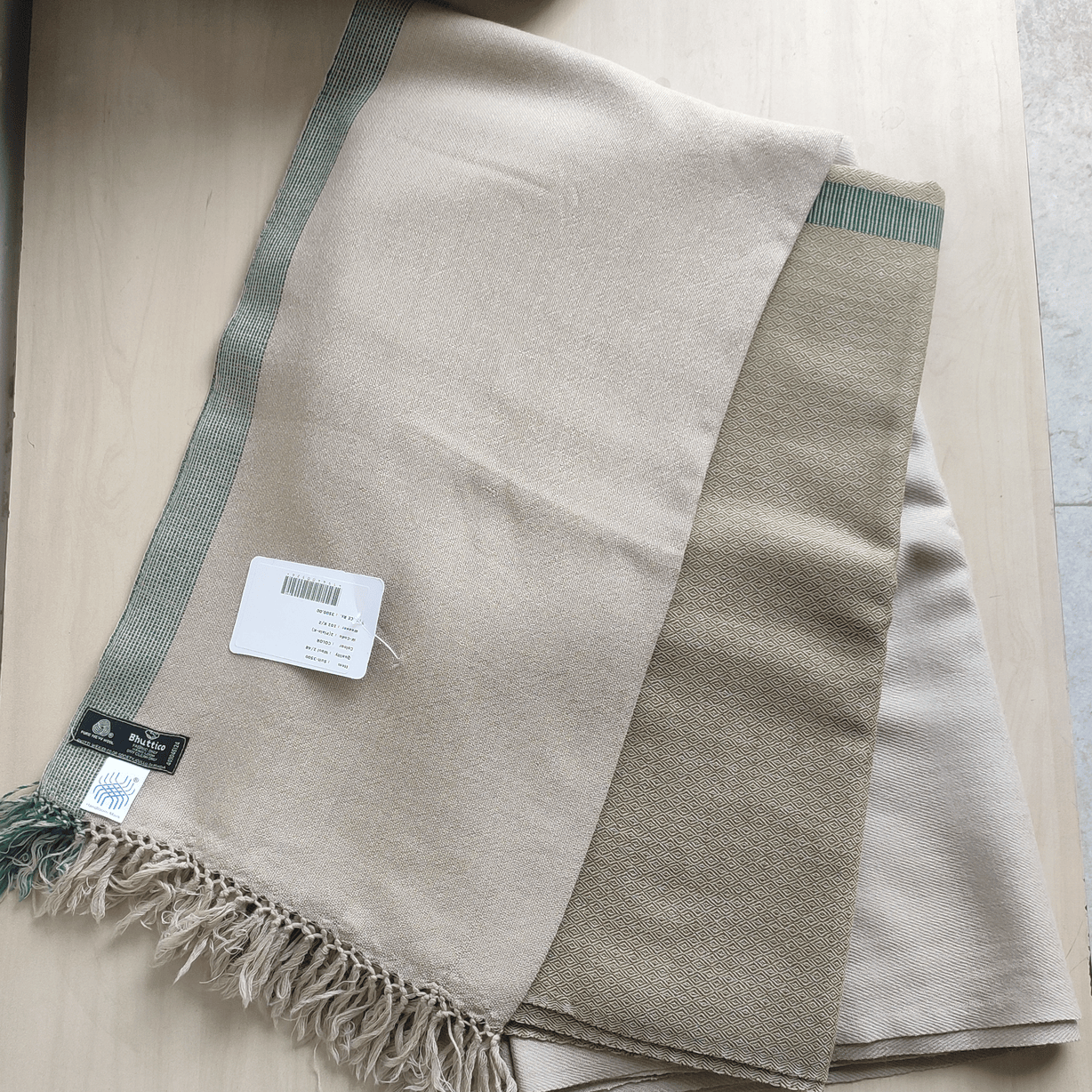 Handloom Ladies Woolen Suit with Stole - Beige