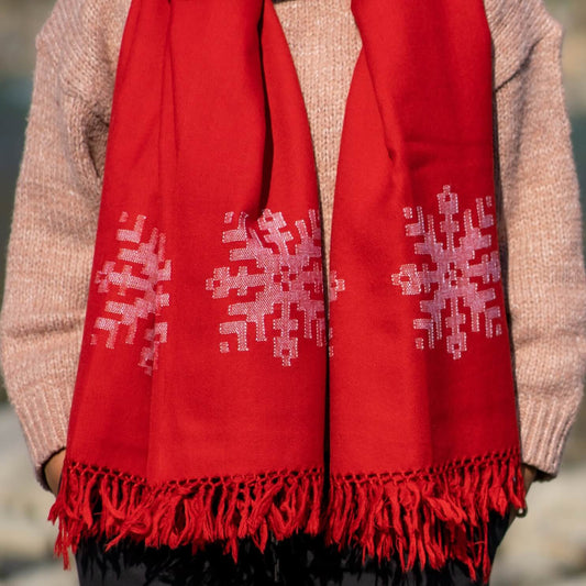 The Red Snowflake Shawl