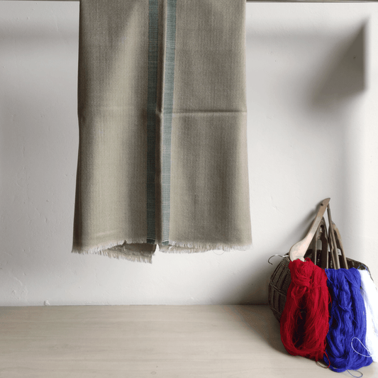 Handloom Ladies Woolen Suit with Stole - Beige