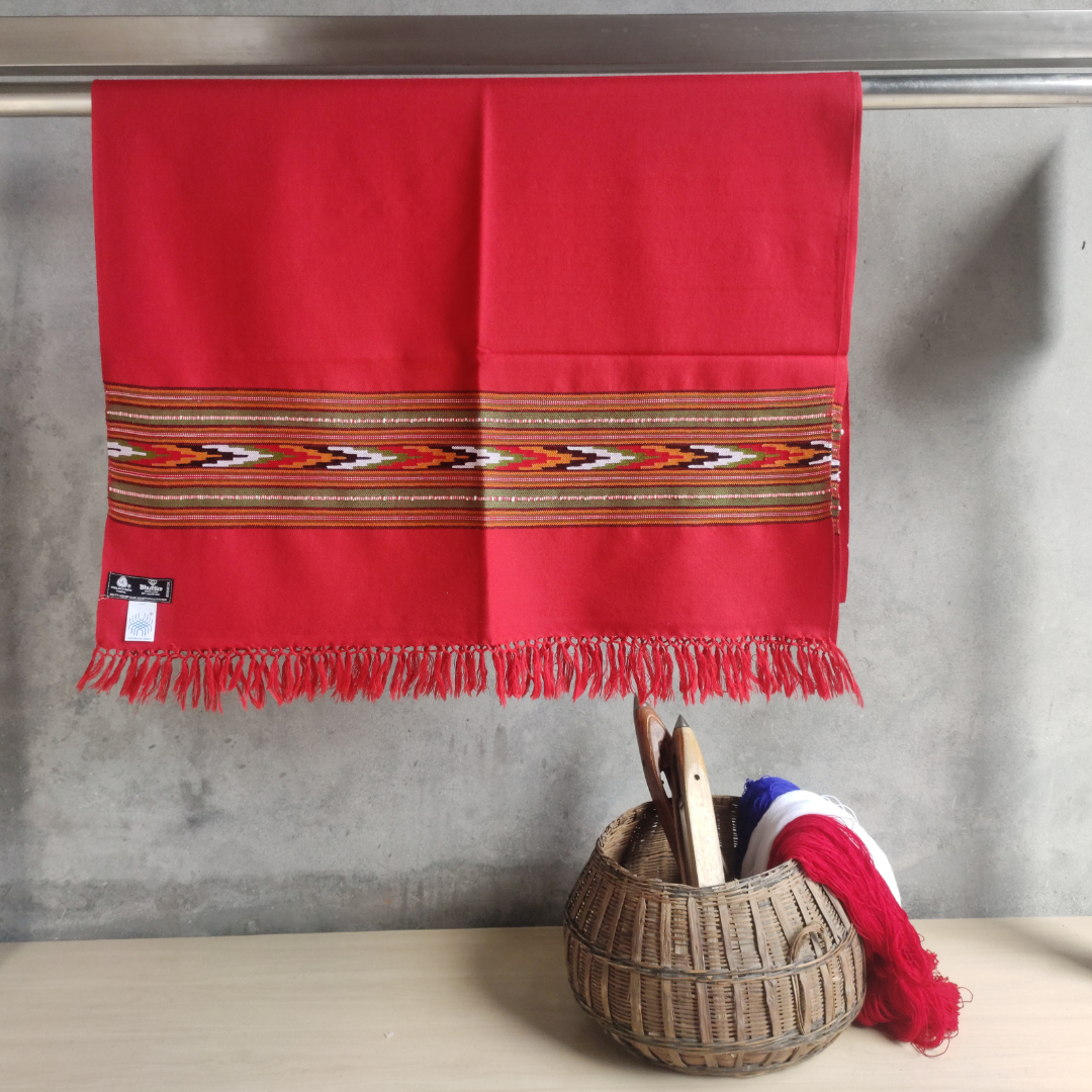 Women's Hand Woven Polywool Kullu Stole (Red)