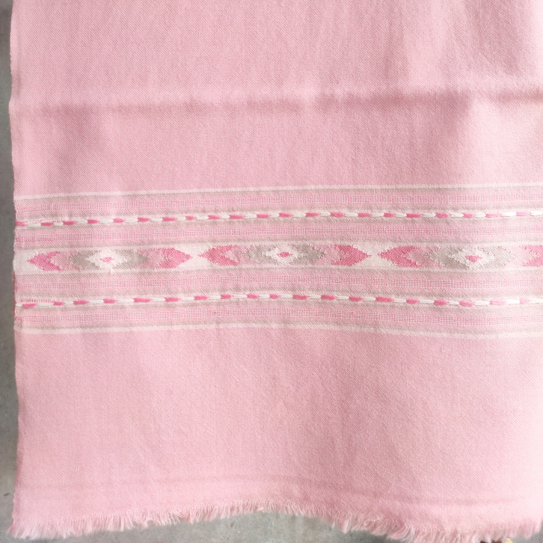 Women's Hand Woven Pure Wool Kullu Stole (Rose Pink)