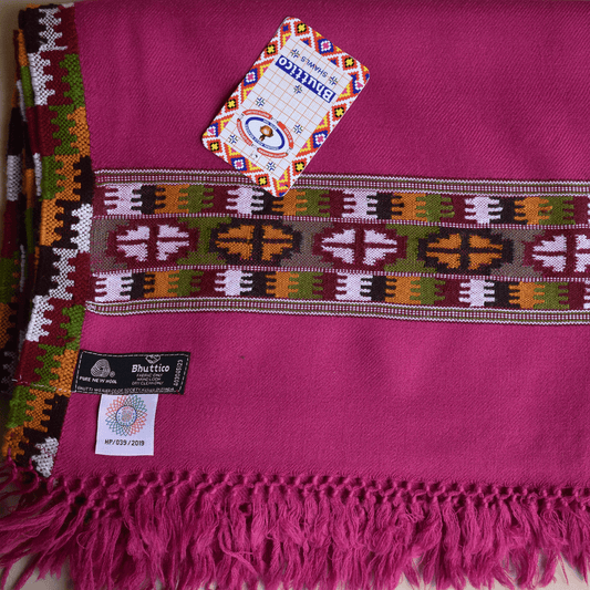 Hand Woven Pure Merino Wool Kullu Stole (Meganta)