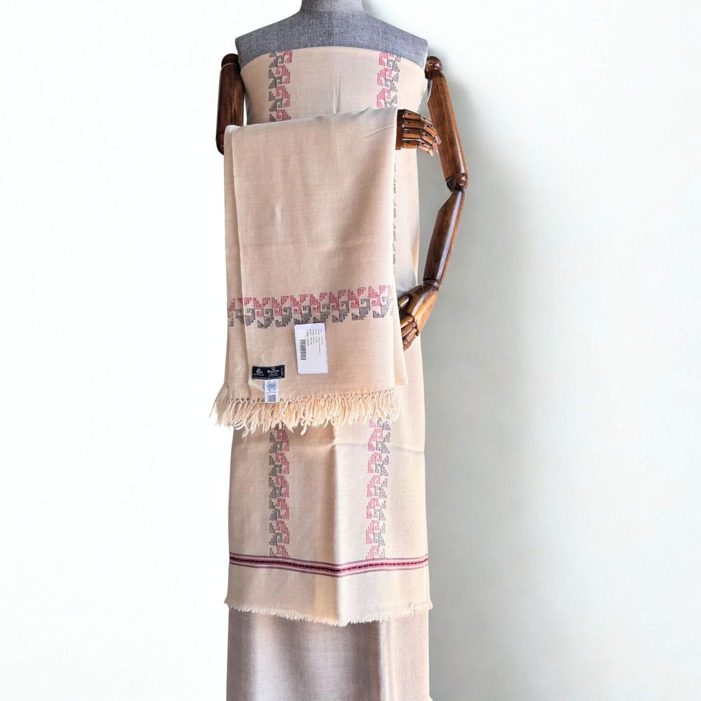 Bhuttico women’s Merino woolen suit set in beige with matching stole