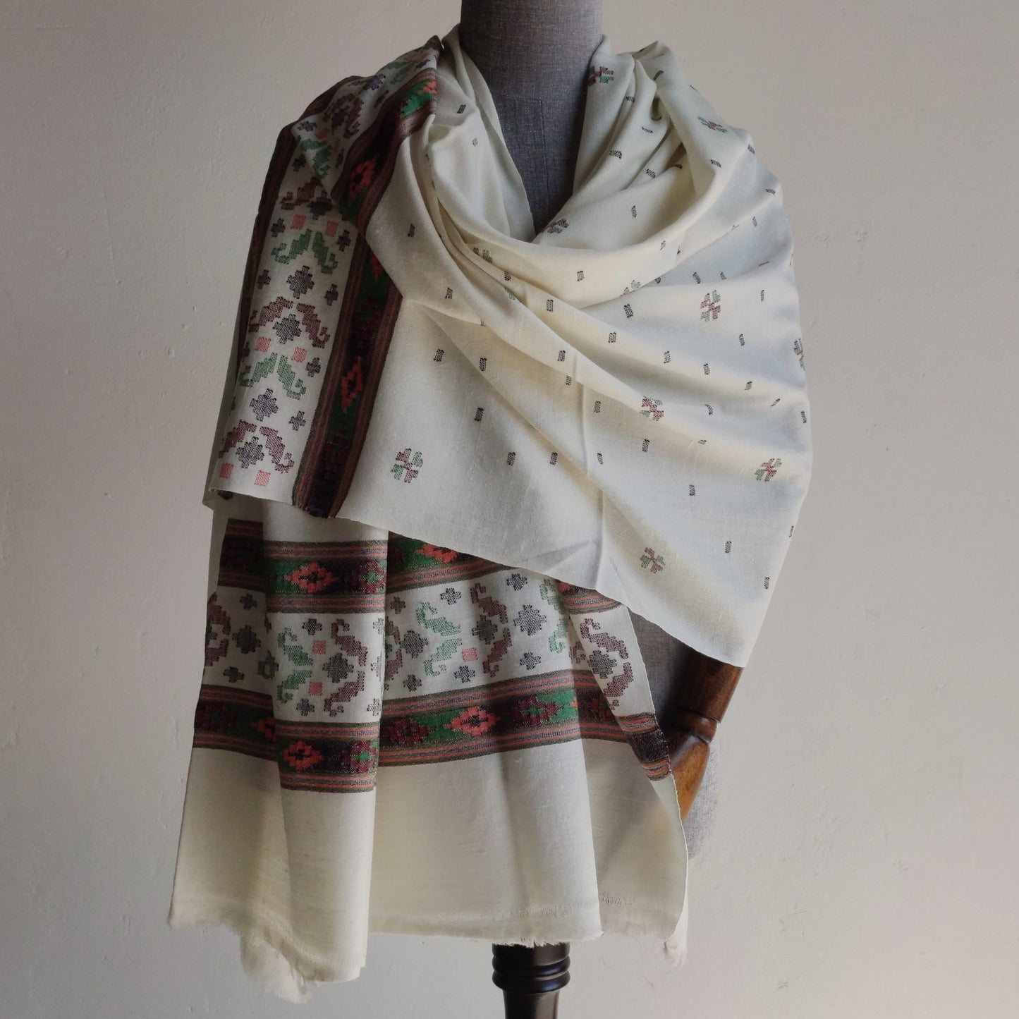 Handwoven Angora+Wool Shawl White
