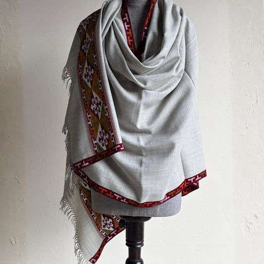 Pure merino wool shawl - Grey