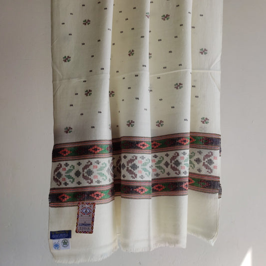 Handwoven Angora+Wool Shawl White