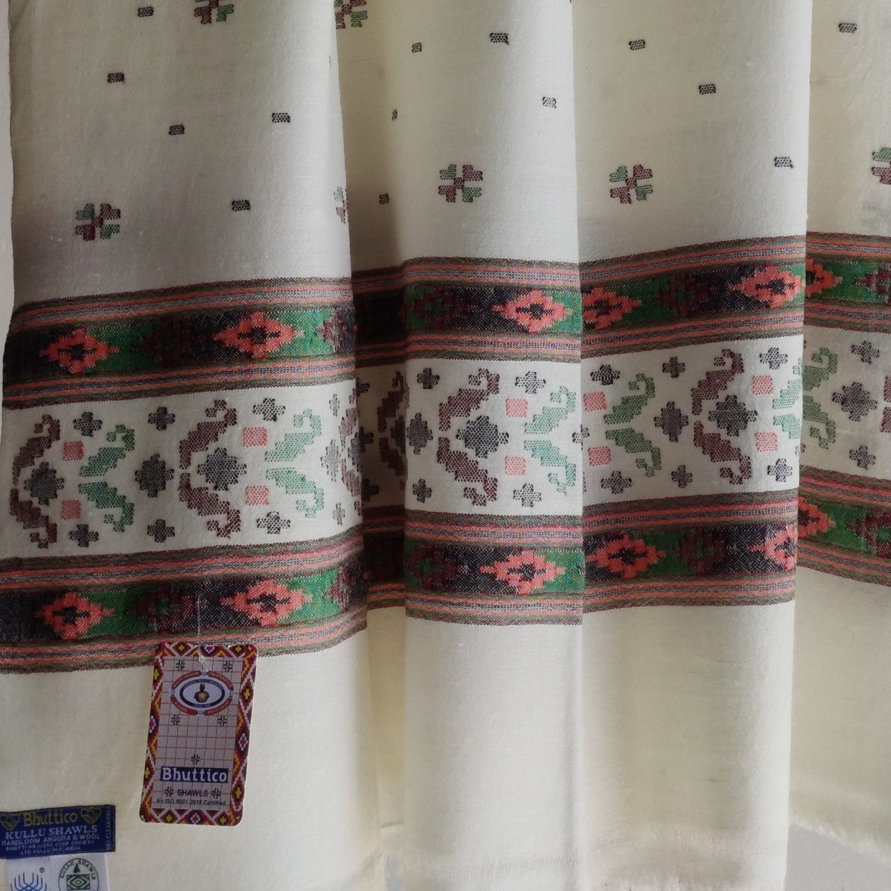 Handwoven Angora+Wool Shawl White