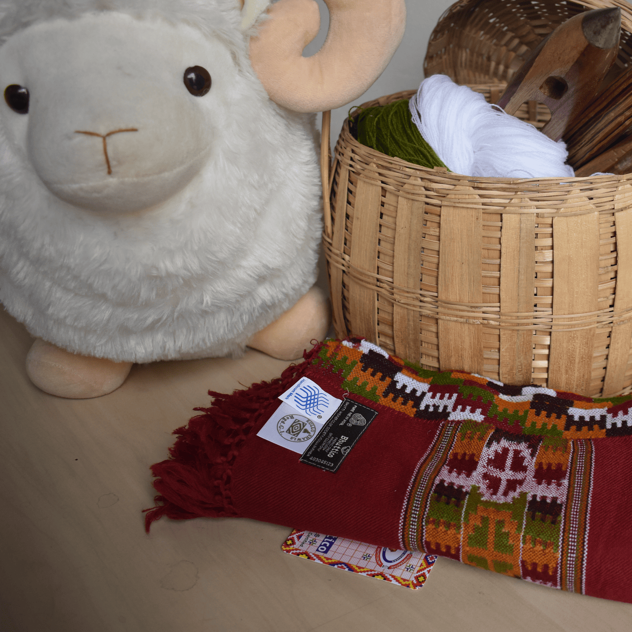 Hand Woven Pure Merino Wool Kullu Stole (Maroon)