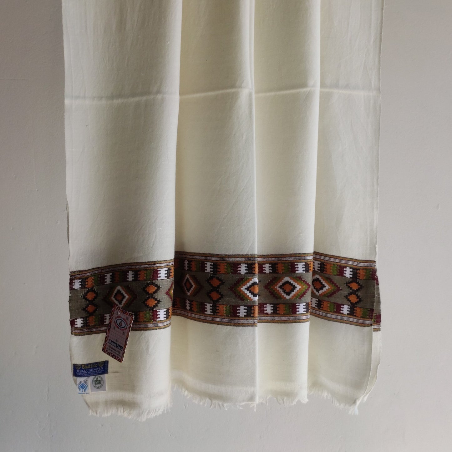 Handwoven Angora+Wool Shawl White