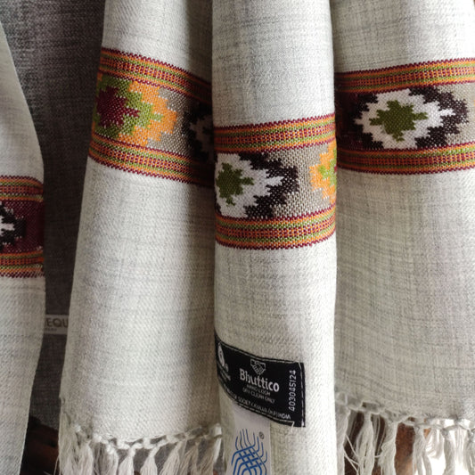Hand Woven Polywool Kullu Stole -Grey