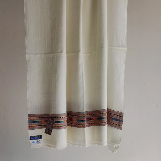 Handwoven Angora+Wool Shawl White