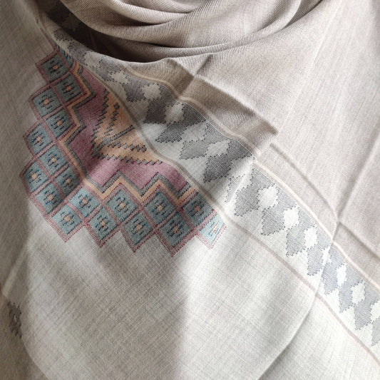 Hand Woven Pure Merino Wool Kullu Shawl
