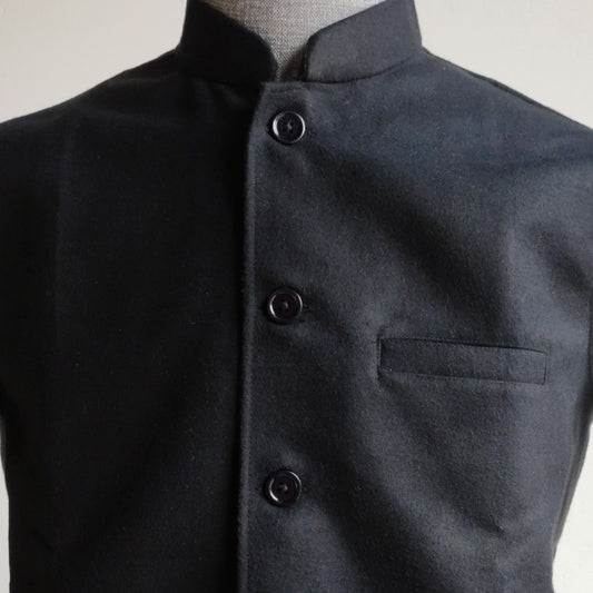 Men's Black Tweed Nehru Jacket