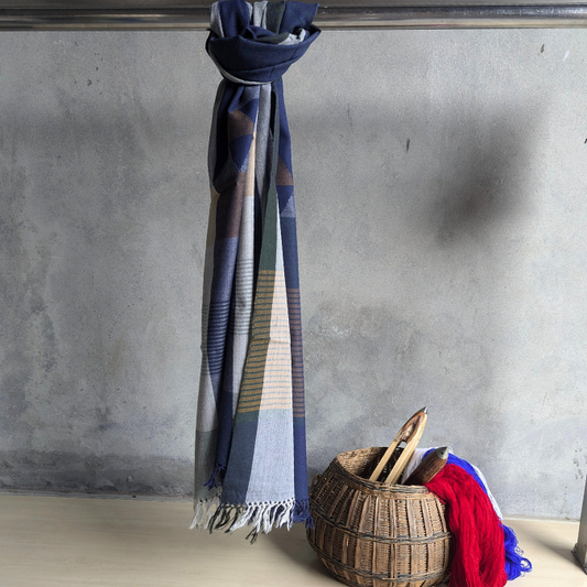 Hand Woven Pure Merino Wool Kullu Stole (Beas 010)