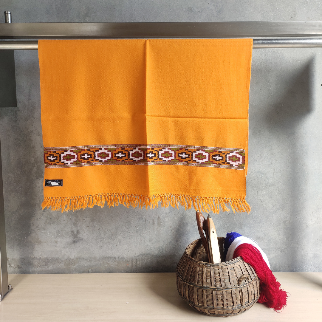 Women's Hand Woven Pure Wool Kullu Stole (Mustard)