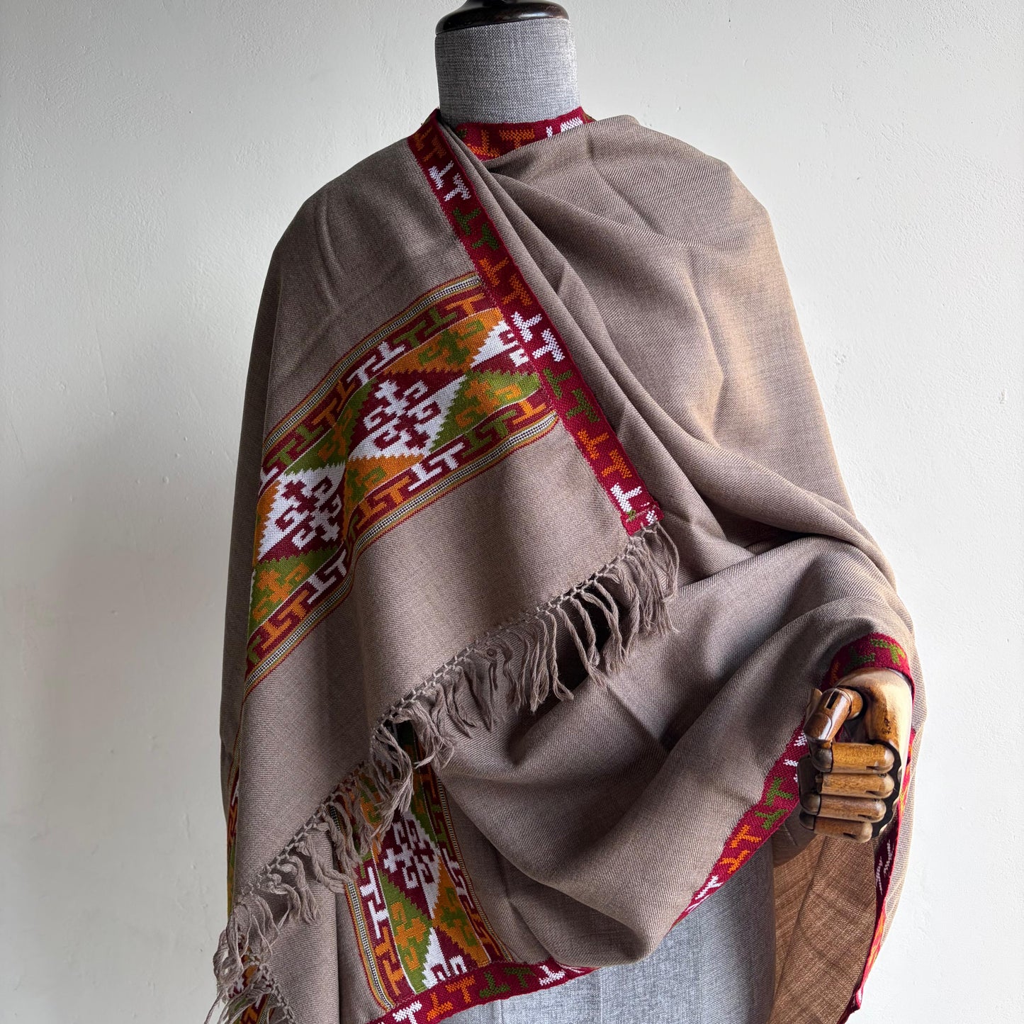 Handloom Pure Merino Wool Shawl (Taupe colour)