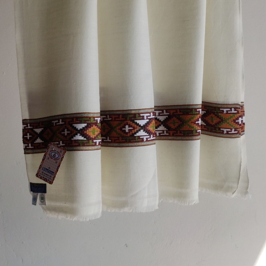 Handwoven Angora+Wool Shawl White