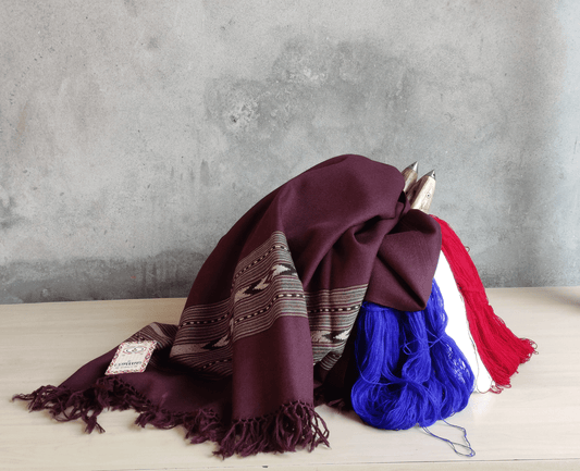 Hand Woven Pure Merino Wool Kullu Shawl (396) Coffee