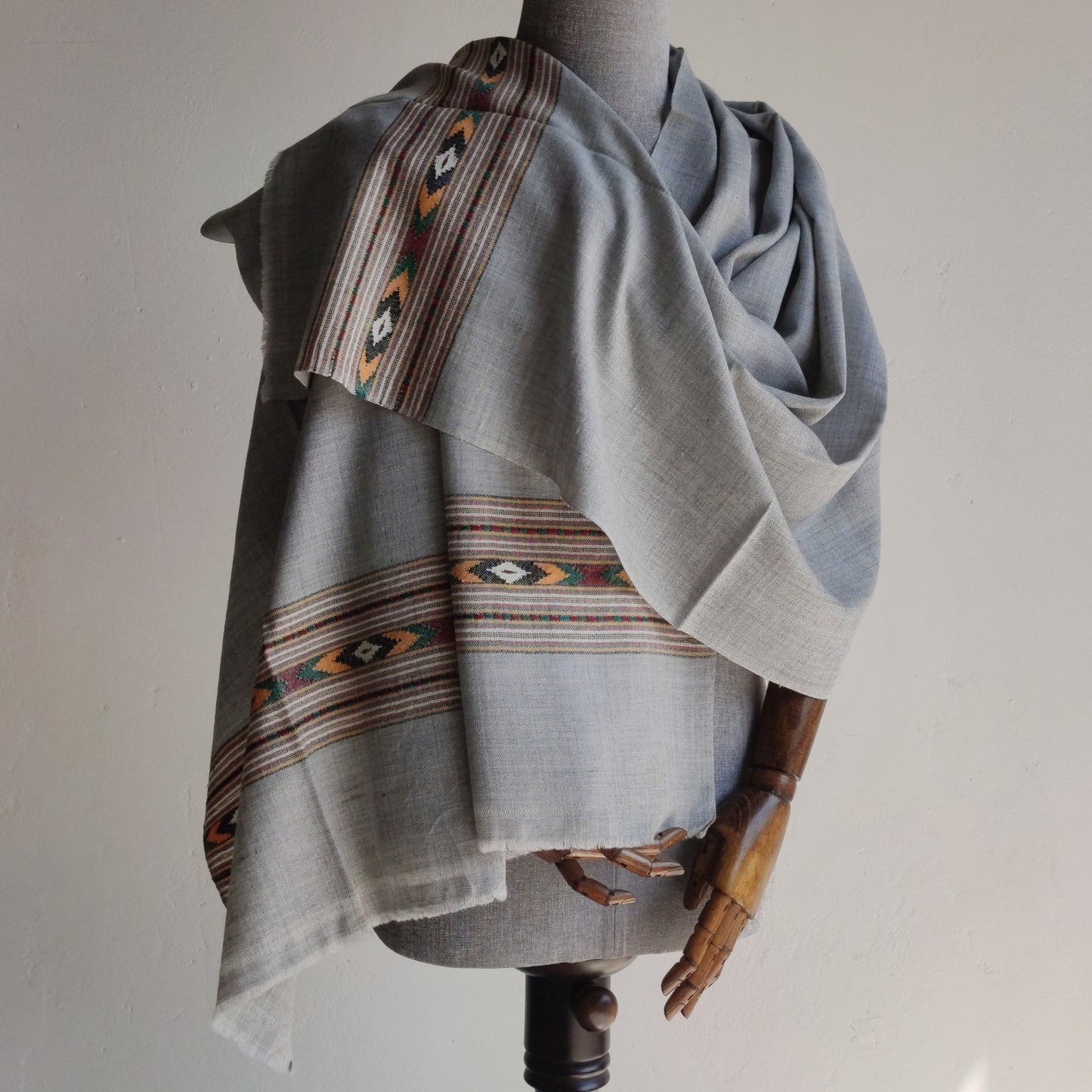 Handwoven Angora+Wool Shawl Grey