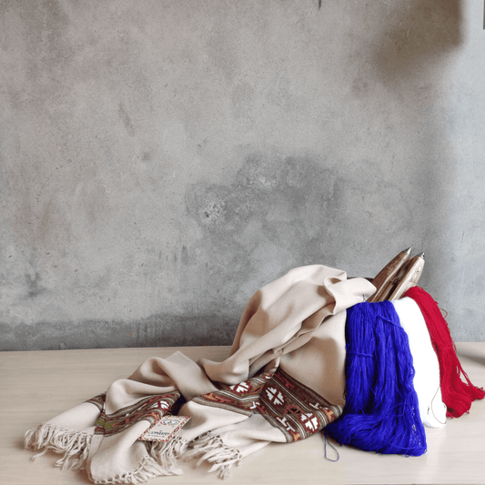 Hand Woven Pure Merino Wool Kullu Shawl - (BC 19) Fawn