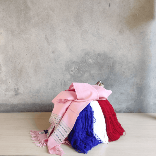 Hand Woven Pure Merino Wool Kullu Stole-(450-3) Pink