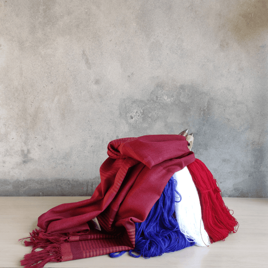 Hand Woven Pure Merino Wool Kullu Stole- (GULABI 009) Marron