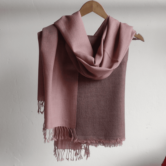 Handloom Ladies Woolen Suit with Stole - Light pink