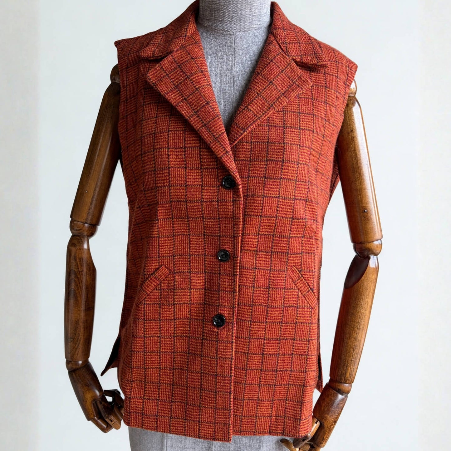 Handwoven Merino Wool Half Jacket Orange
