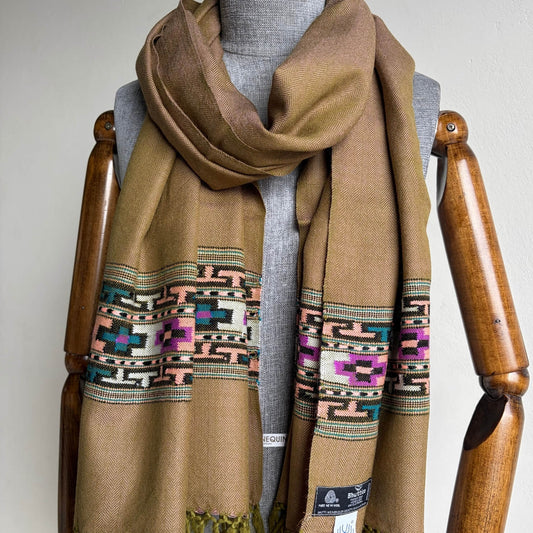 Women Traditional Kullu patti stole- Olive