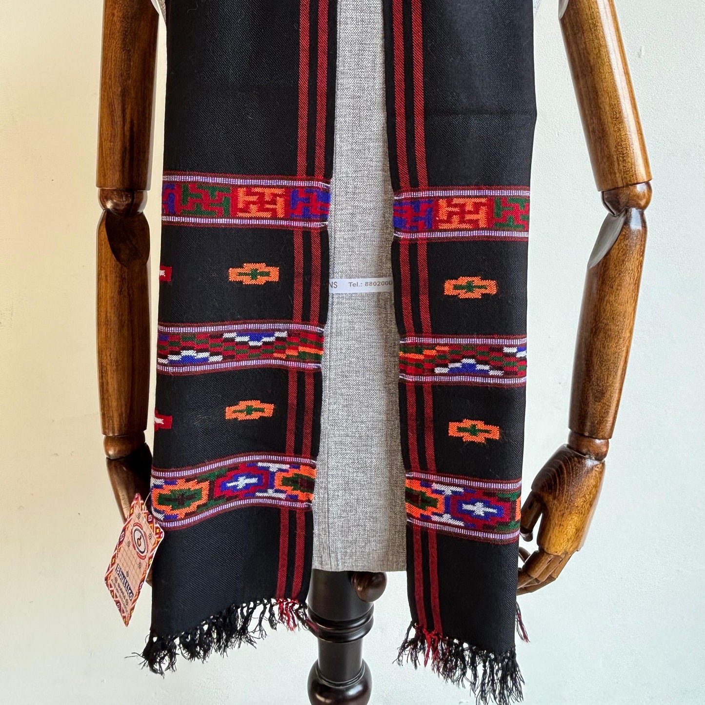 Hand Woven Pure Merino Wool Muffler Black