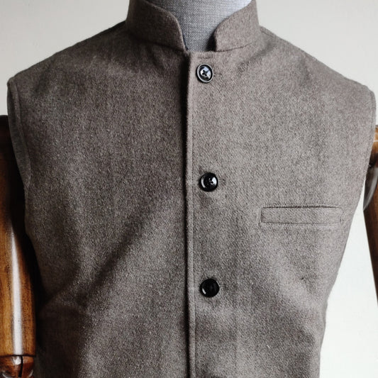 Men's Dark Grey Woolen Nehru Jacket