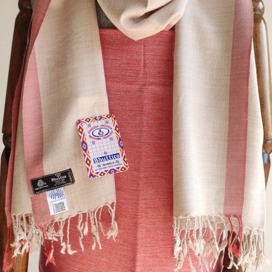 Rust and beige scarf with woolen suit for women