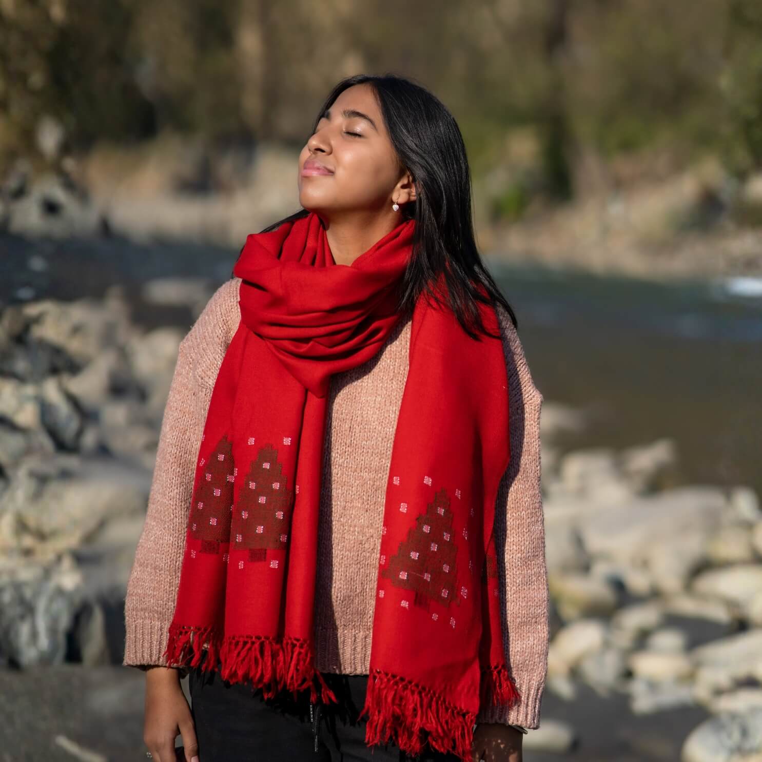 red christmas shawl