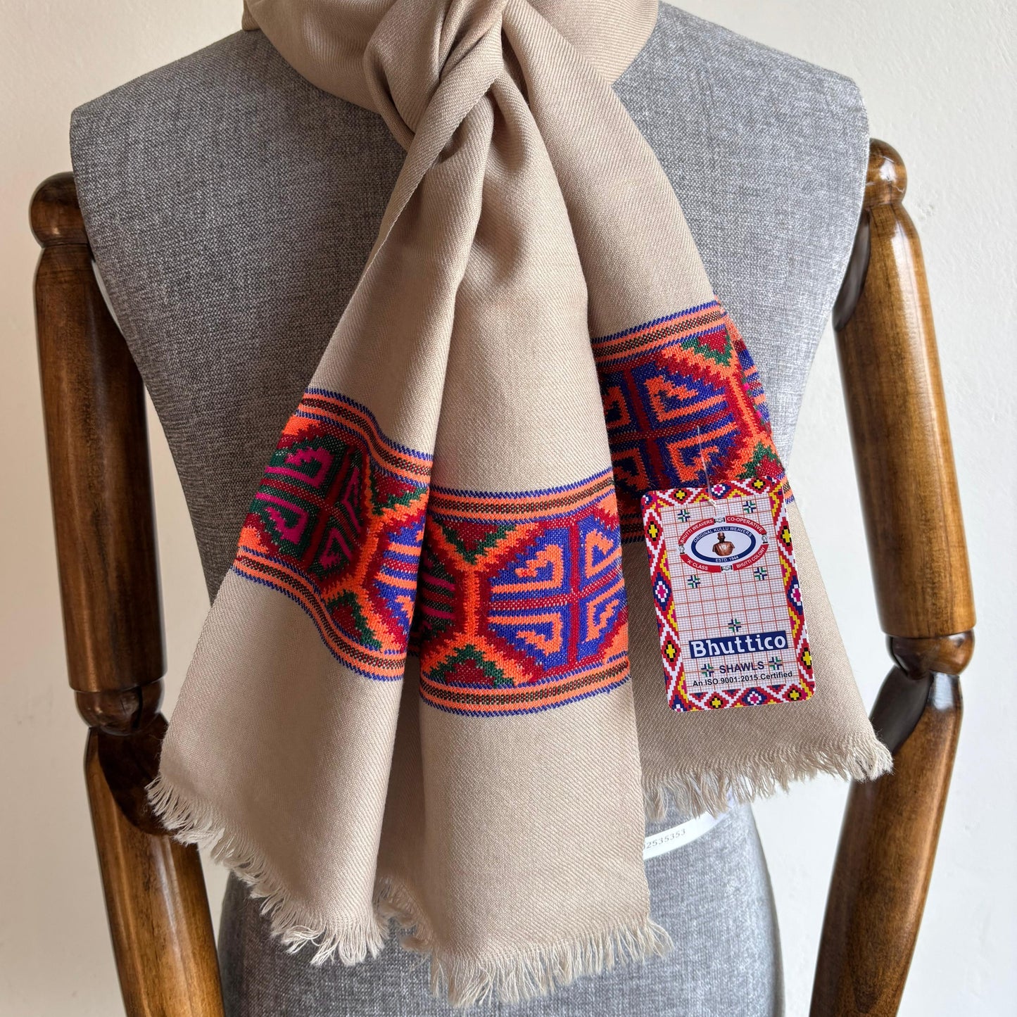 Hand Woven Pure Merino Wool Muffler Fawn