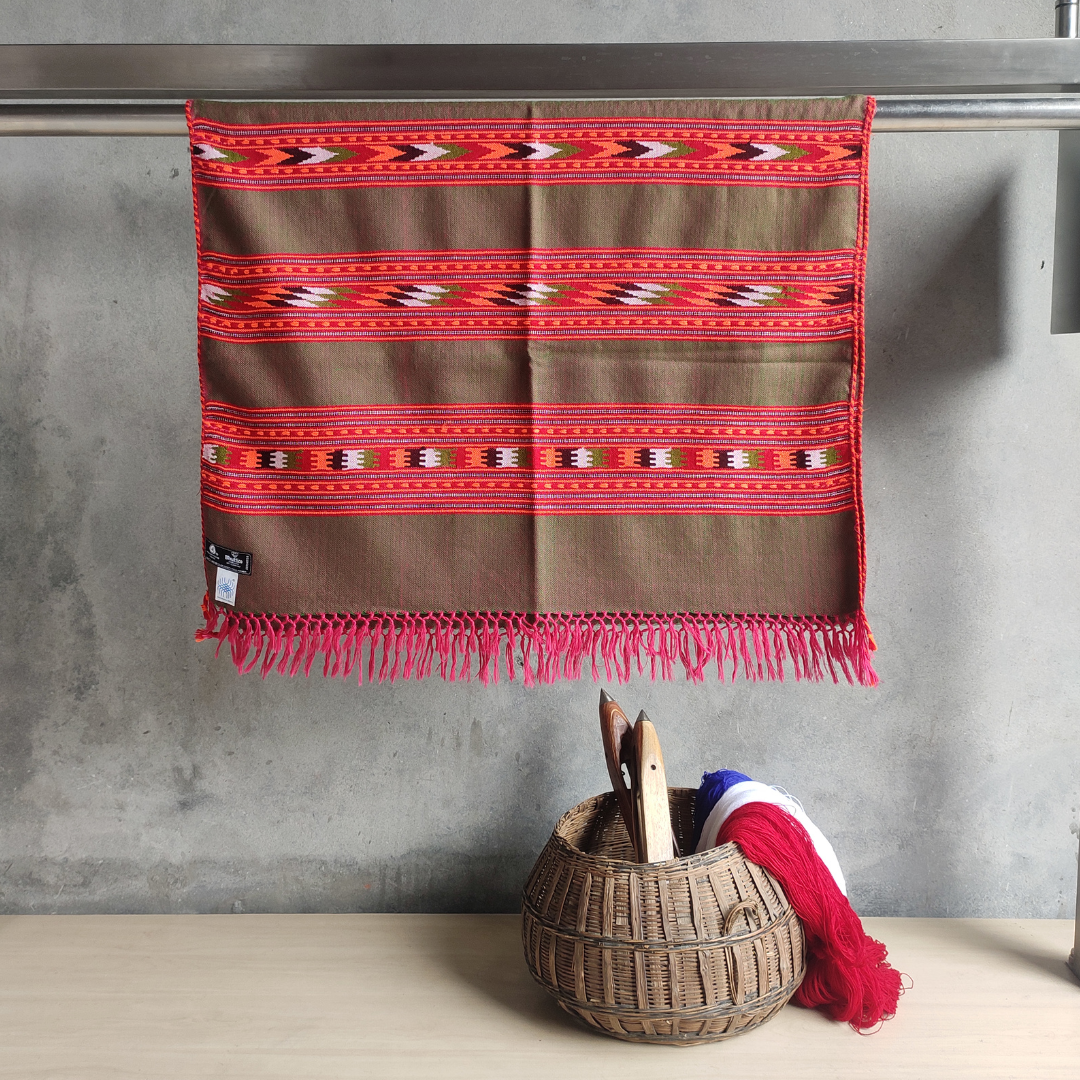 Women's Hand Woven Polywool Kullu Stole (Pink+Green)- Kullu pattern