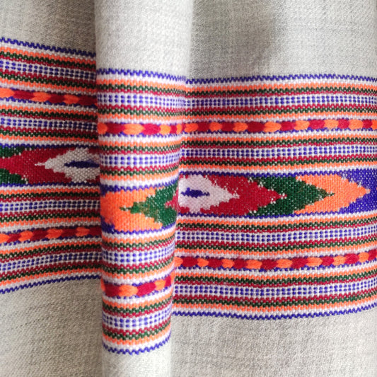 Hand Woven Pure Merino Wool Kullu Stole-(Grey)