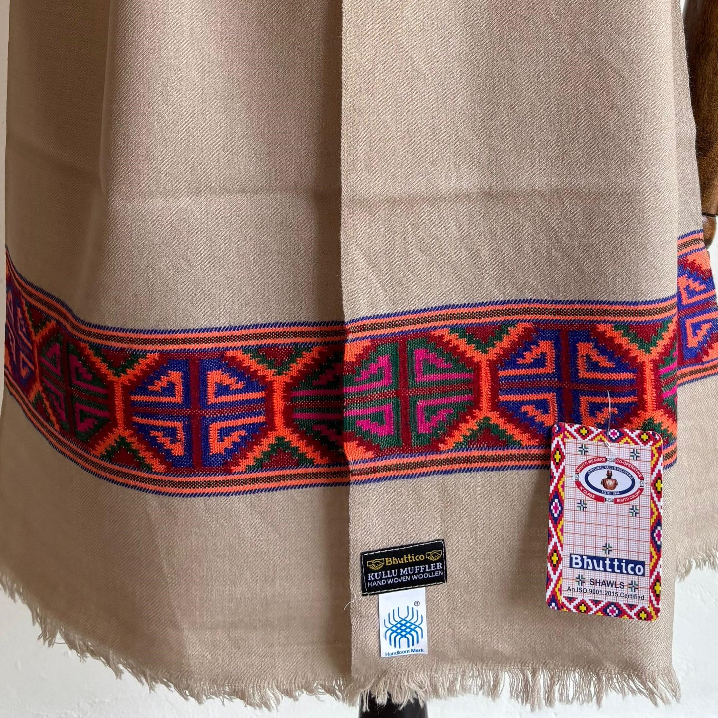 Hand Woven Pure Merino Wool Muffler Fawn