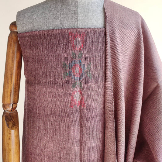 Dusty pink woolen suit for women with embroidered design