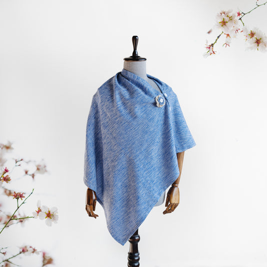 Blue Cashmilon Woolen Cape for Women