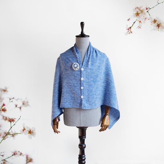 Blue Cashmilon Woolen Cape for Women