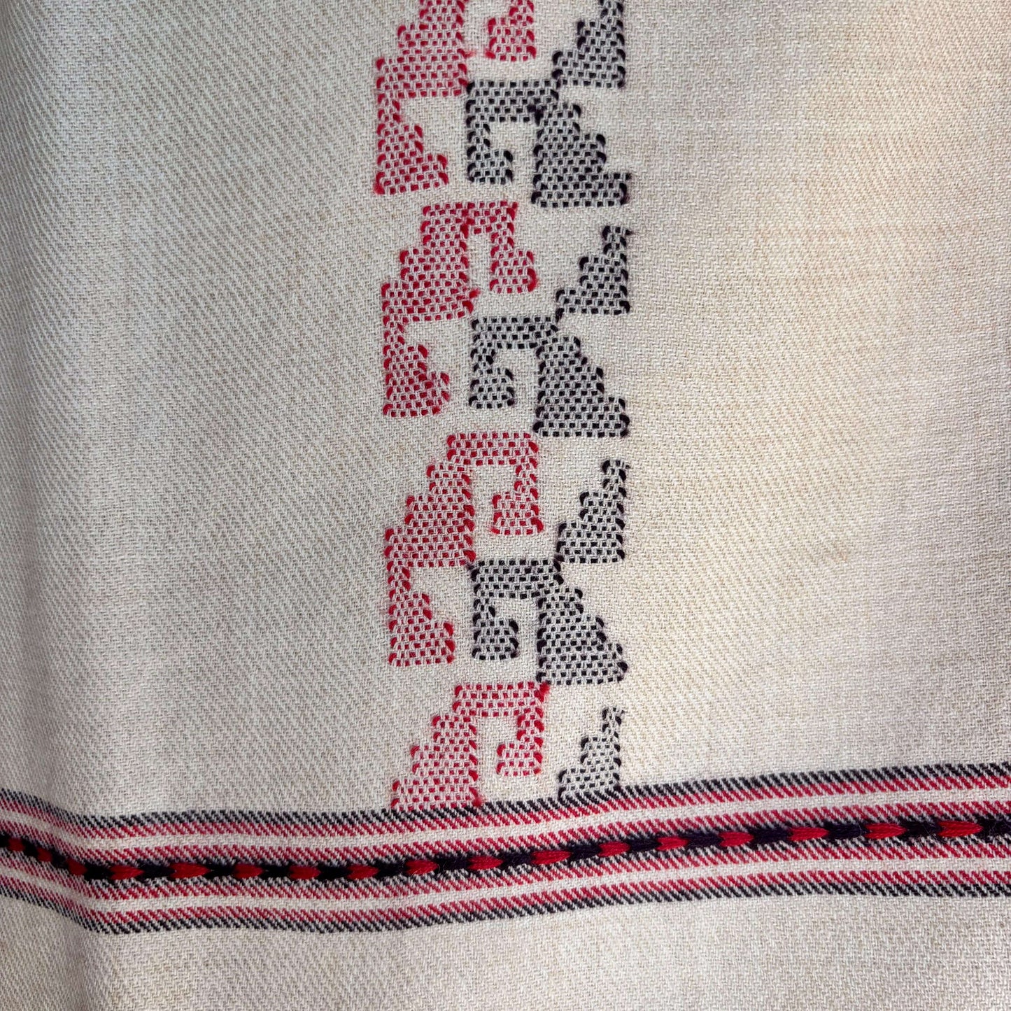 Soft Merino wool fabric texture of Bhuttico women’s beige handwoven suit set