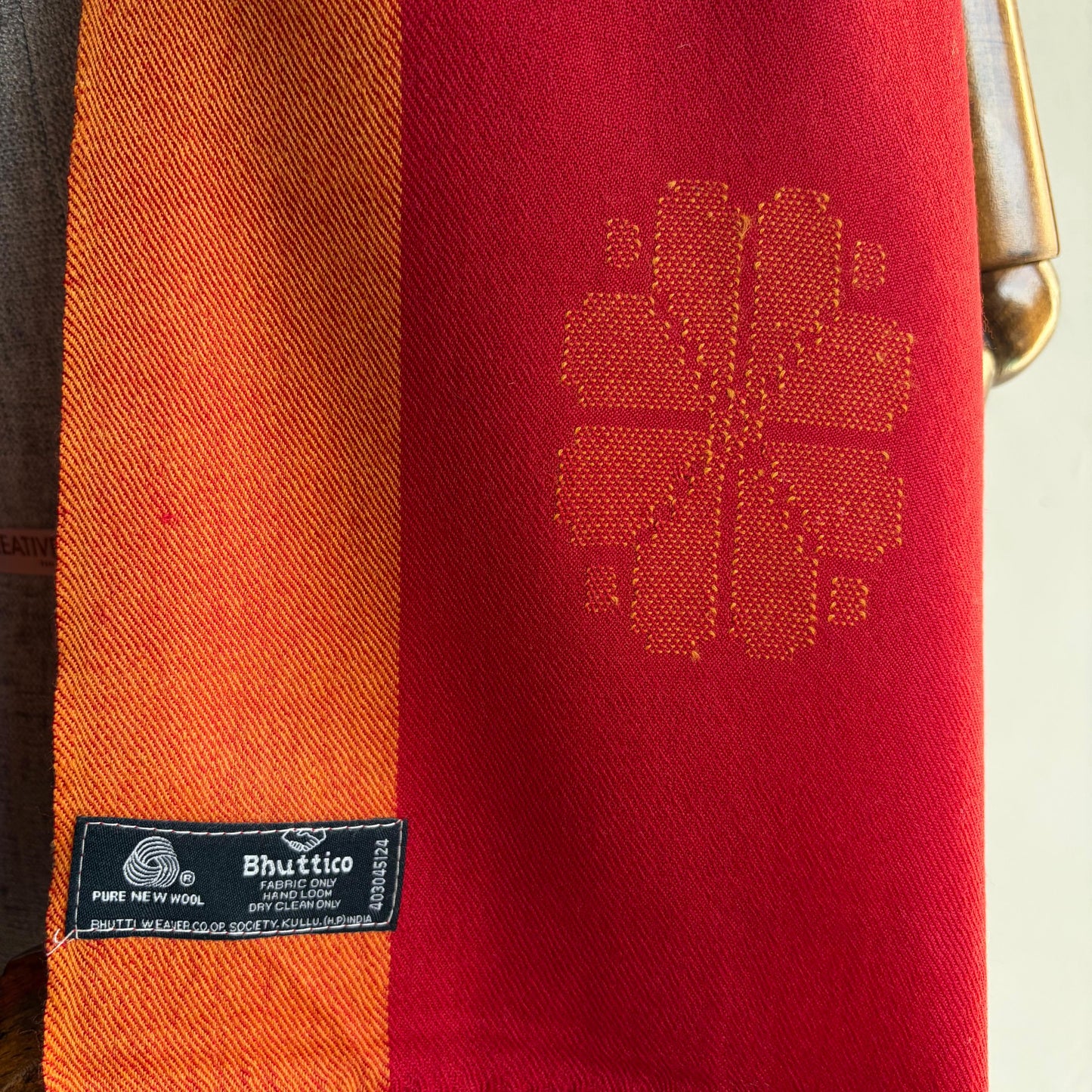 Hand Woven Pure Merino Wool Kullu Stole Red