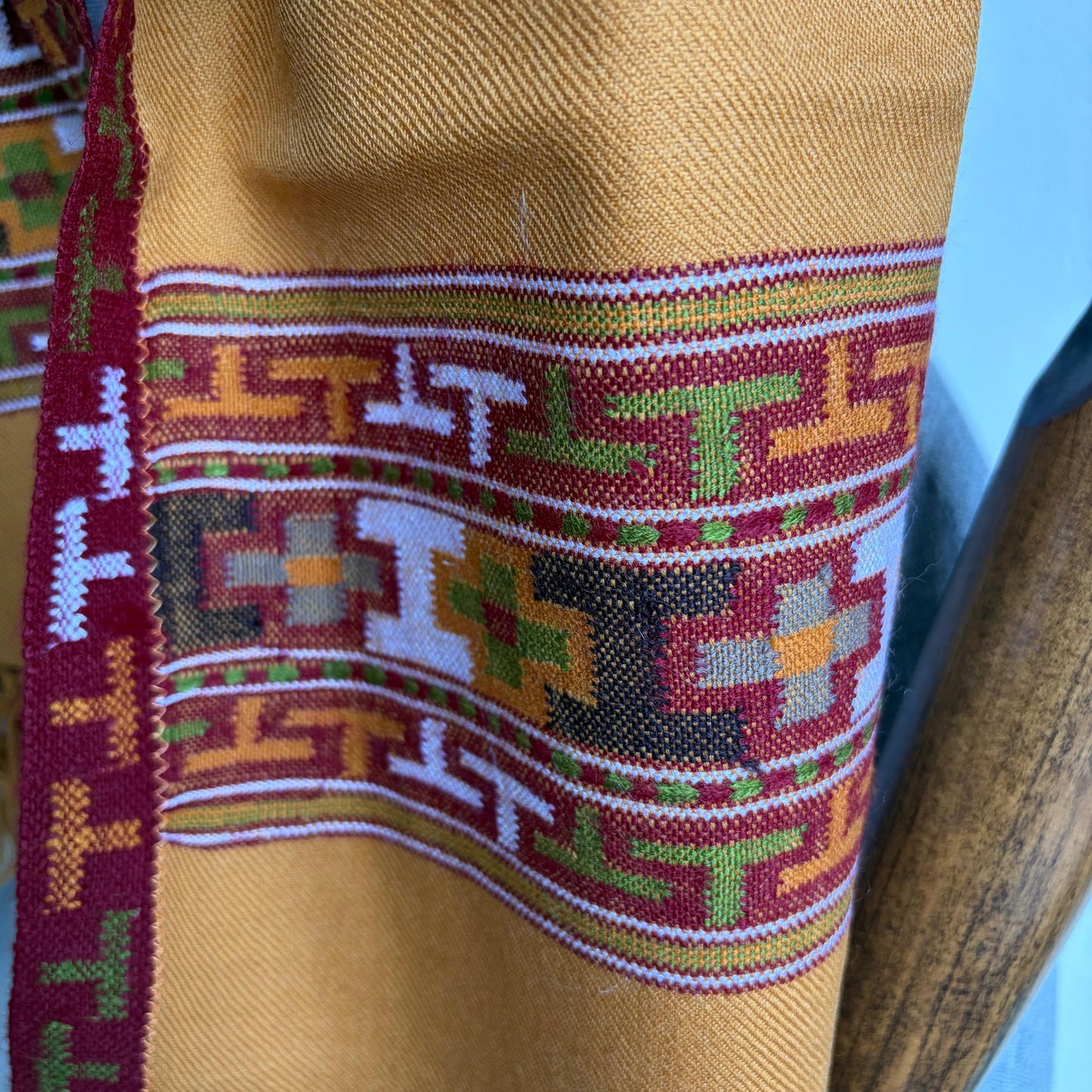 Hand Woven Pure Merino Wool Kullu Stole Mustard