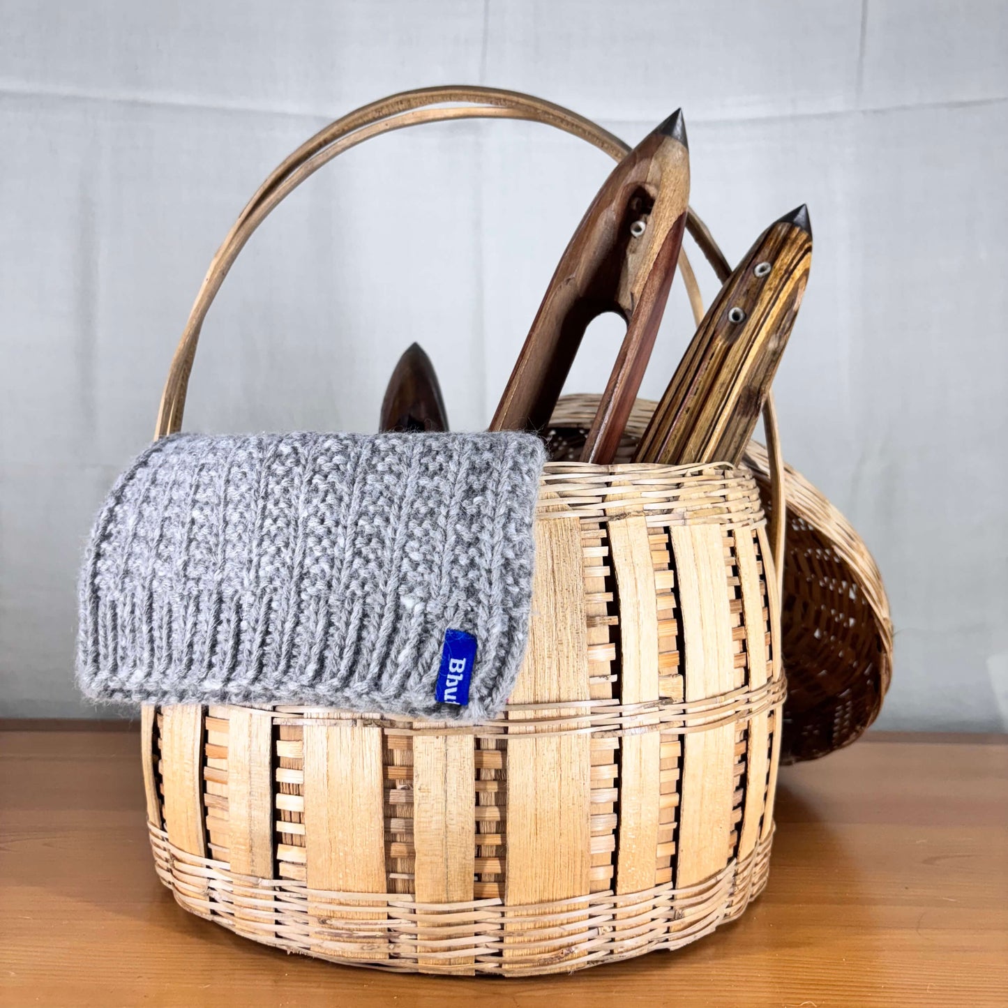 Angora + Wool Grey Beanie (Design Pattern may vary)