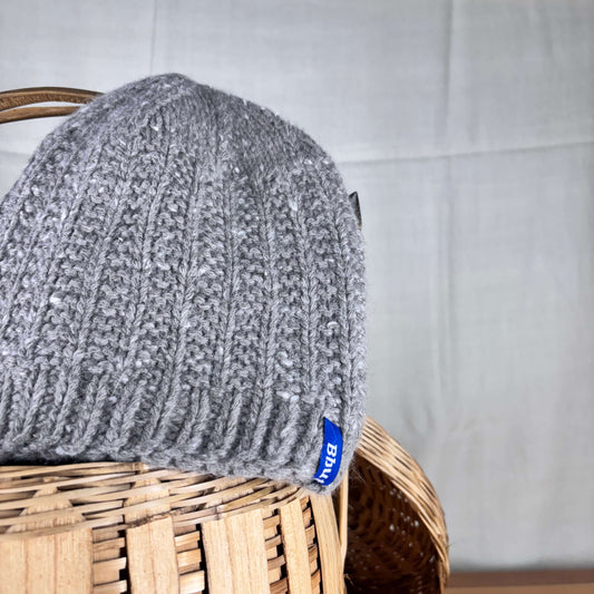 Angora + Wool Grey Beanie (Design Pattern may vary)