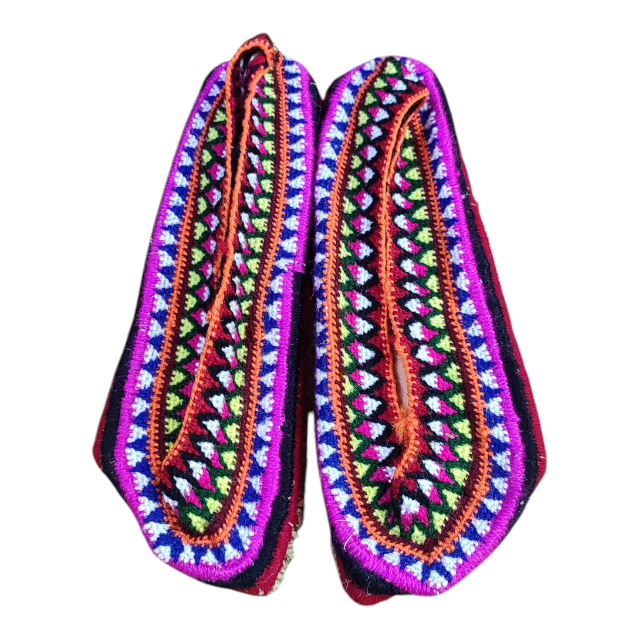 Pair of colorful embroidered pullas- grass slippers